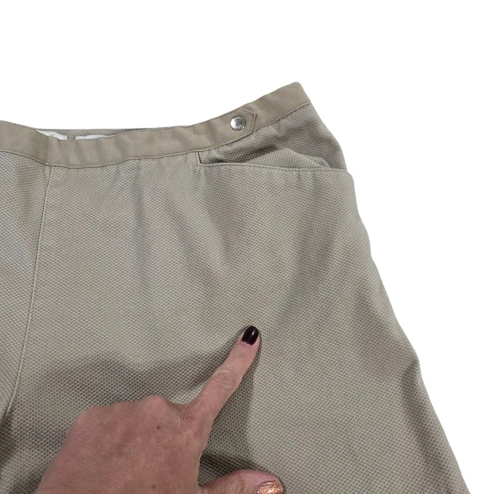 Lizgolf Chino Shorts Womens Khaki 14 Audra‎ Knit Flat Front Stretch Zip Pocket
